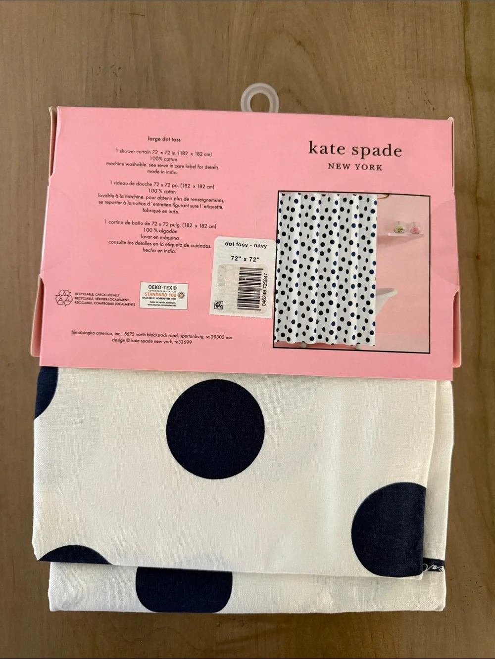 kate spade White and Navy Oversized Polka Dot Shower Curtain